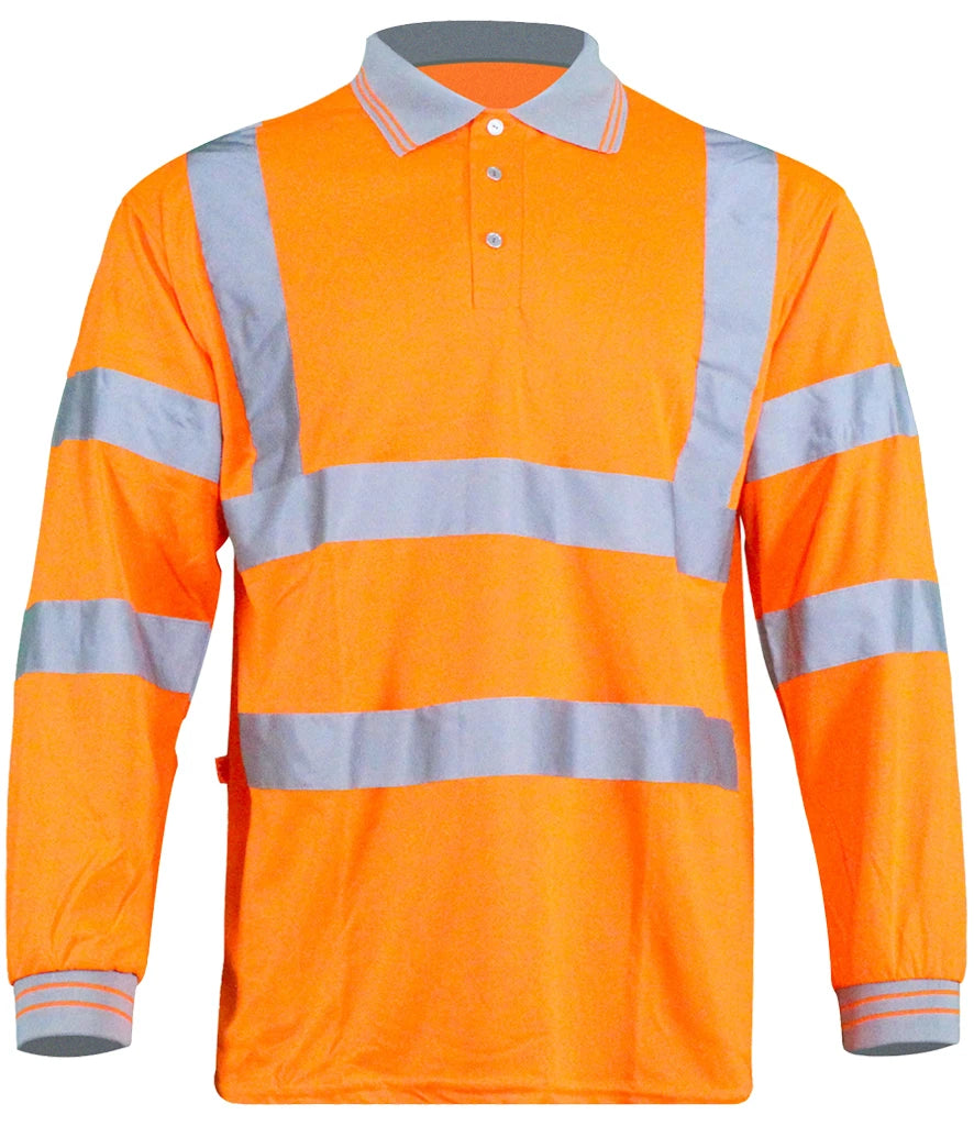 WR013 Warrior Hi-Vis Long Sleeve Polo Shirt