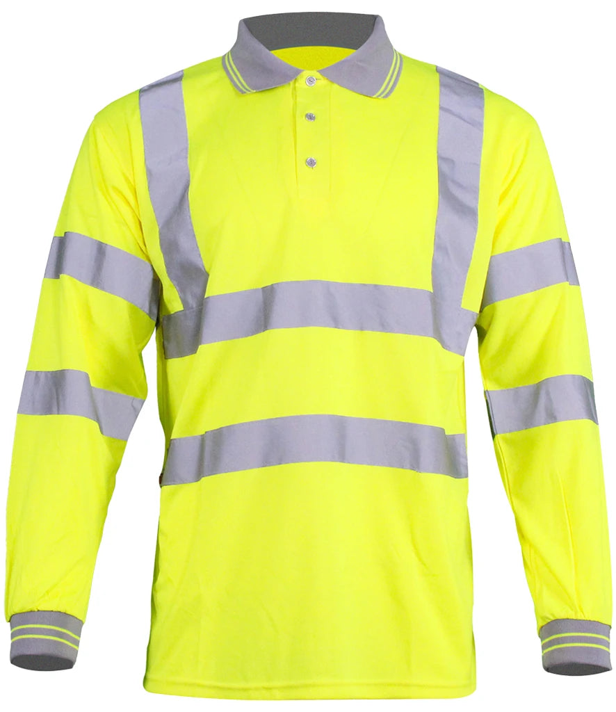 WR013 Warrior Hi-Vis Long Sleeve Polo Shirt